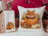 CapableByDesign woodland fox pumpkin pillow and matching towel