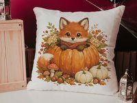 CapableByDesign woodland fox pumpkin pillow and matching towel