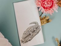 CapableByDesign oyster alligator throw pillows and matching towels