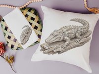 CapableByDesign oyster alligator throw pillows and matching towels