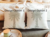CapableByDesign oyster palmetto tree throw pillows and matching towels