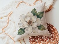 CapableByDesign oyster shell magnolia throw pillows and matching towels