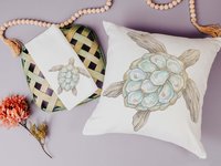 CapableByDesign oyster sea turtle throw pillows and matching towels