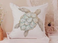 CapableByDesign oyster sea turtle throw pillows and matching towels