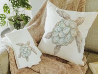CapableByDesign oyster sea turtle throw pillows and matching towels