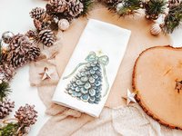 CapableByDesign oyster shell Christmas tree pillows and matching towels