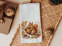 CapableByDesign autumn squirrel throw pillow and matching towel