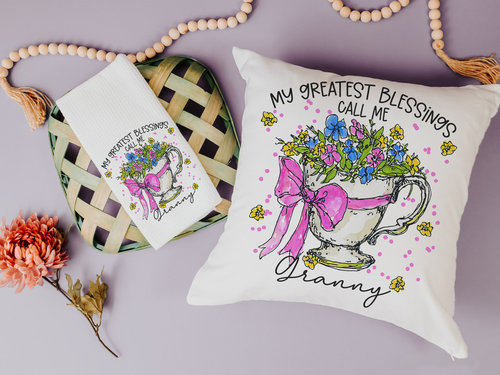 Personalized My Greatest Blessings Granny Throw Pillow