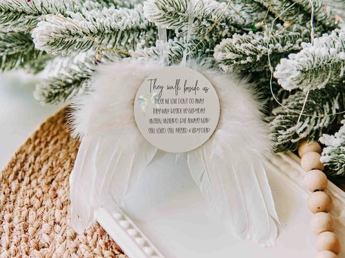 They walk beside us angel wings memorial ornament
