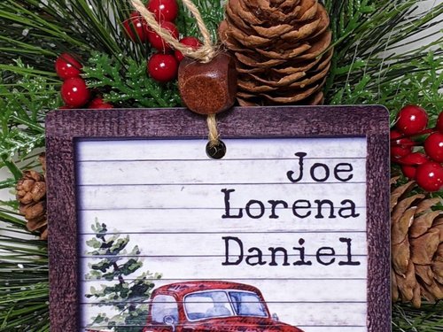 Personalized Red Truck Christmas Ornament, 3.14in