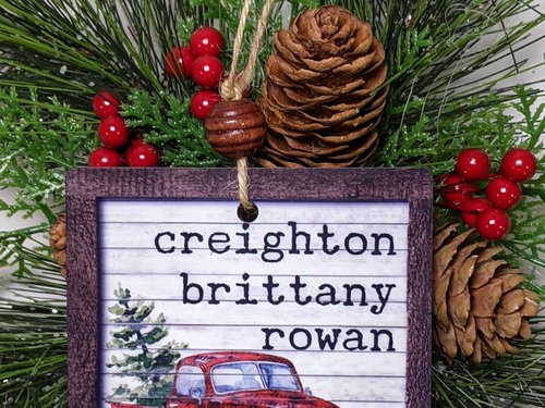 Personalized Red Truck Christmas Ornament, 3.14in