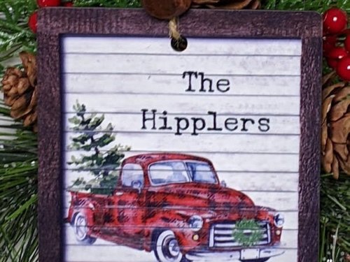 Personalized Red Truck Christmas Ornament, 3.14in
