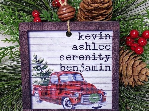 Personalized Red Truck Christmas Ornament, 3.14in
