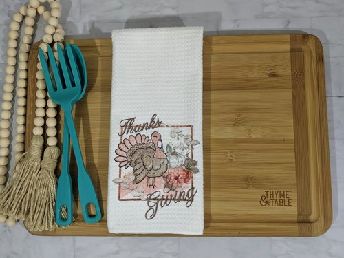 Blush Pink Thanksgiving Turkey Kitchen Towel, 16x24