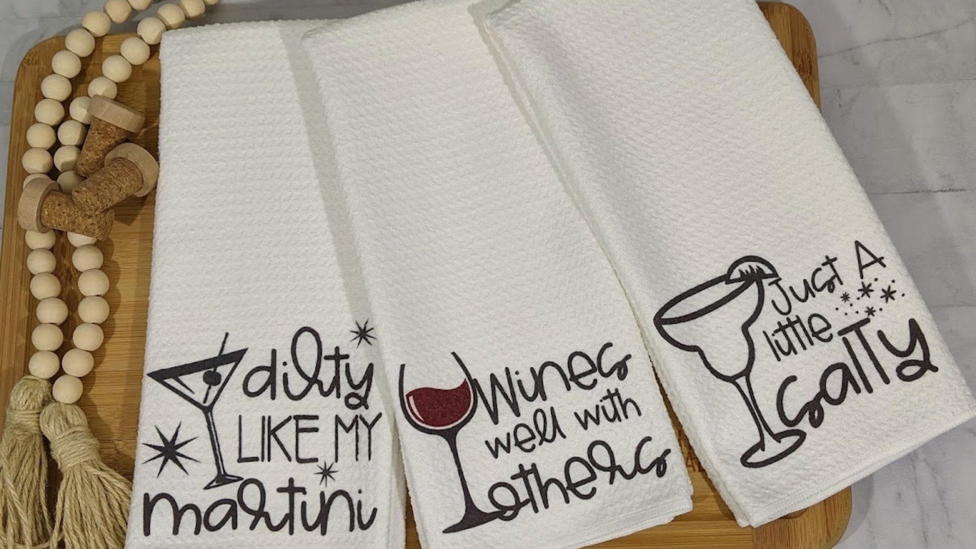 drinks well with others funny kitchen towels for Mom, wine kitchen decor, wine lover Mothers day gift for mother in law, Mothering Sunday