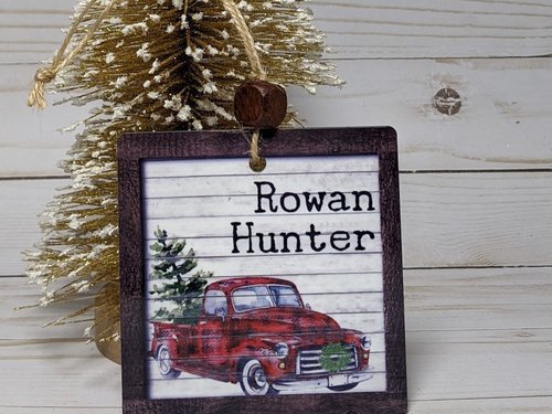 Personalized Red Truck Christmas Ornament, 3.14in