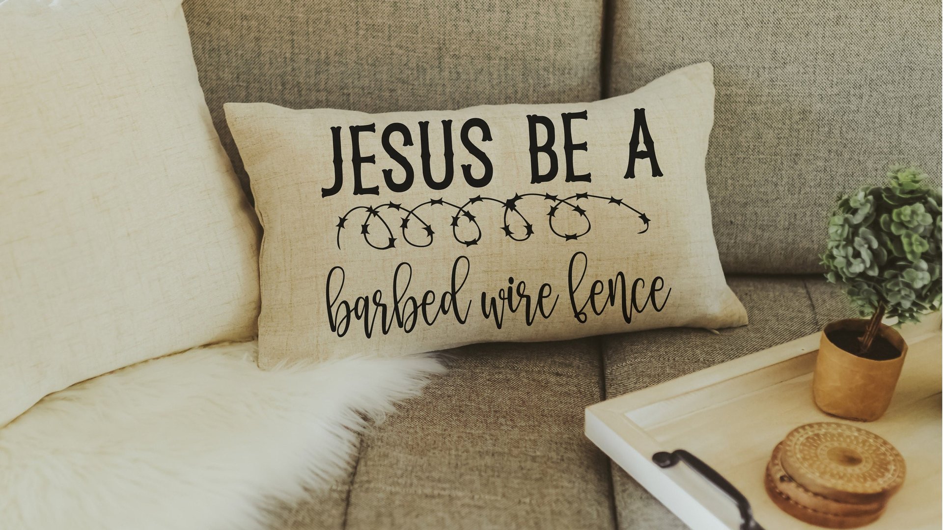Jesus be a fence religious throw pillow cover 12x20, Christian Christmas gifts for women, faith pillow for bed, Christian decor for home