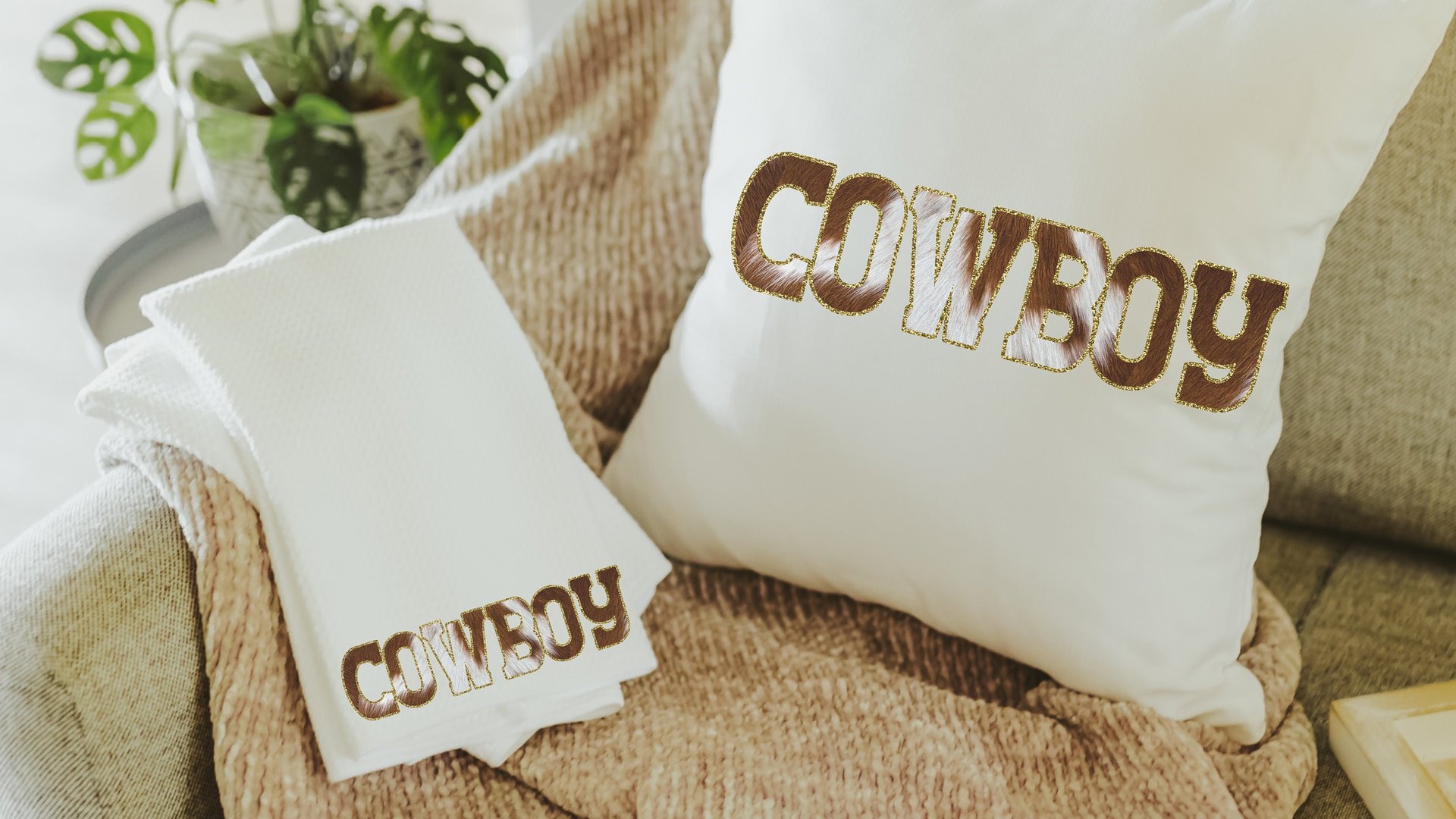 cowboy and cowgirl throw pillows for couch, country western wedding gift for couple, his and hers gifts, mr and mrs pillows, southwestern