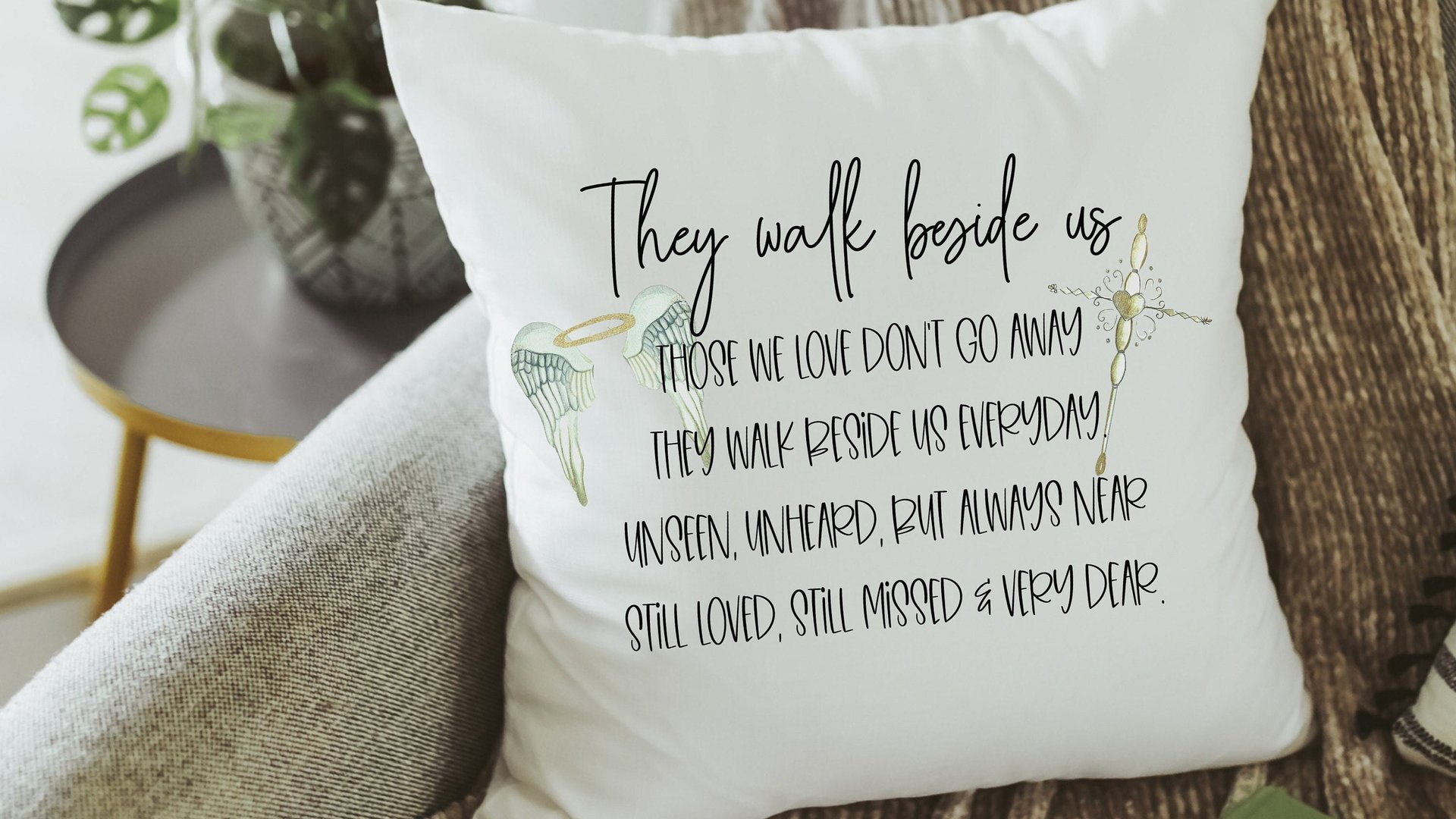 angel wings pillow, memorial pillow, sympathy gift loss of father gift for daughter, bereavement gift loss of mother gift for son, grief