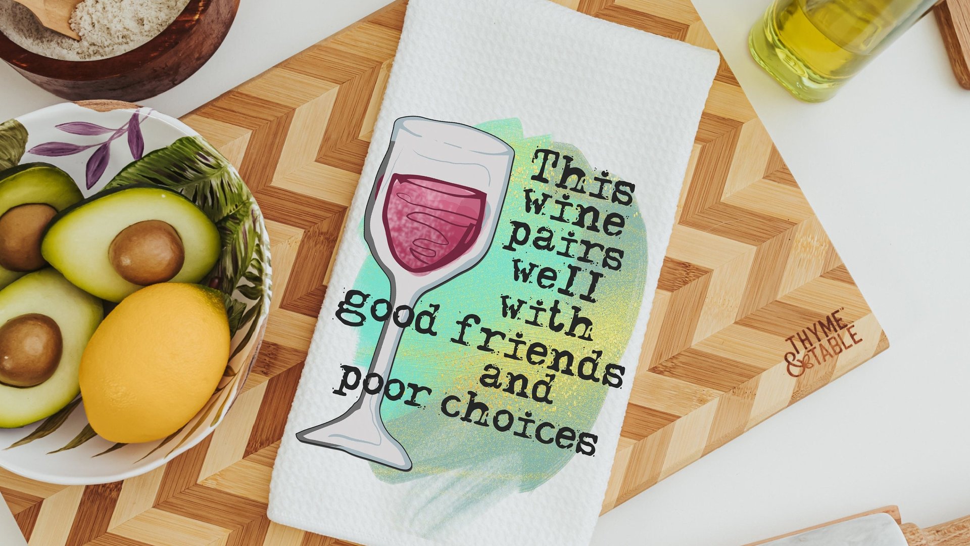 this wine pairs well with, wine kitchen towels, cheers to you champagne dish towels, new apartment gift for her, cocktail gifts for women