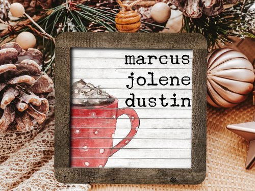 Personalized Hot Chocolate Christmas Ornament and Stocking Tag