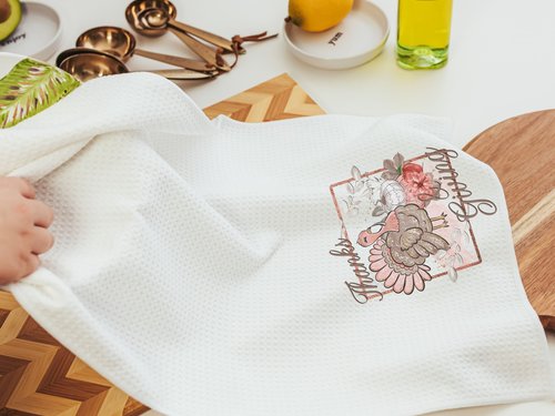 Blush Pink Thanksgiving Turkey Kitchen Towel, 16x24