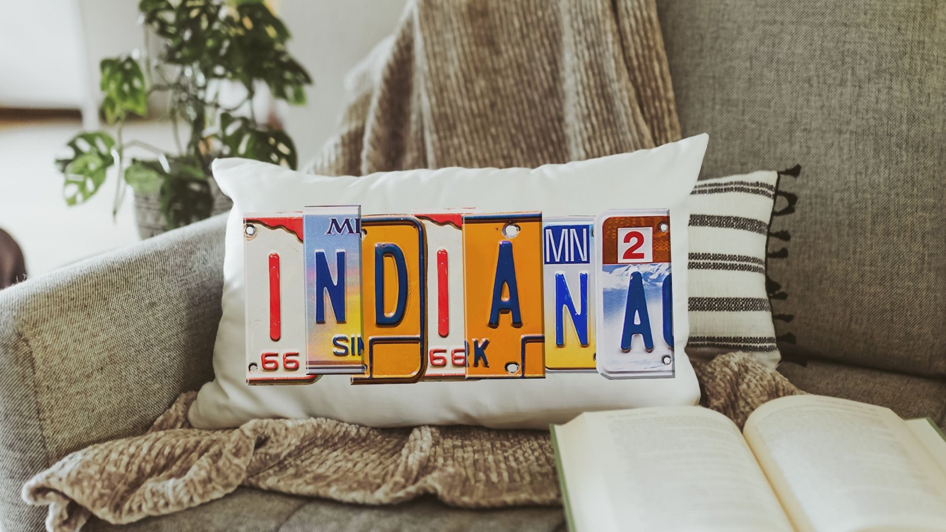 custom license plate state throw pillows for couch, realtor closing gift for buyers, Arizona gifts, bungalow decor, moving away gift for