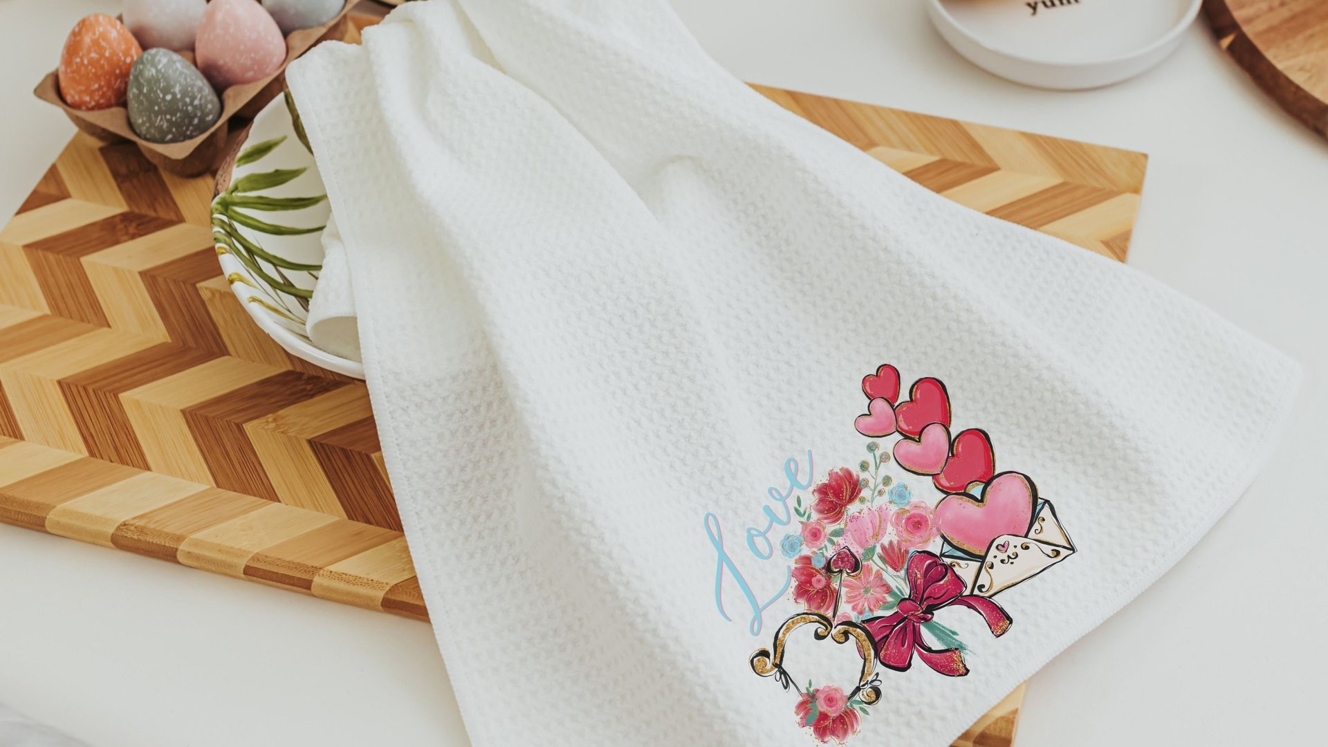 Valentines Day kitchen towel holiday kitchen decor, cupids arrow hand towels for couples, cute Valentines gifts for wife, love gifts for her