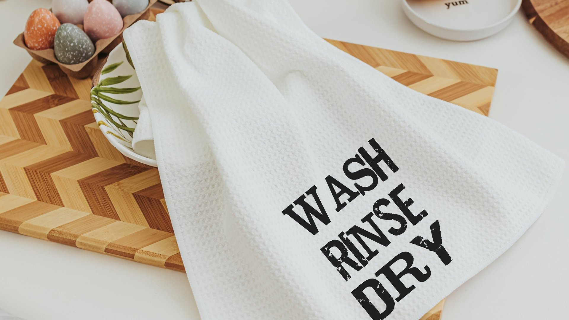 wash the dish kitchen towels with sayings, new apartment gift for women, bridal shower kitchen gift, black and white hand towels for kitchen