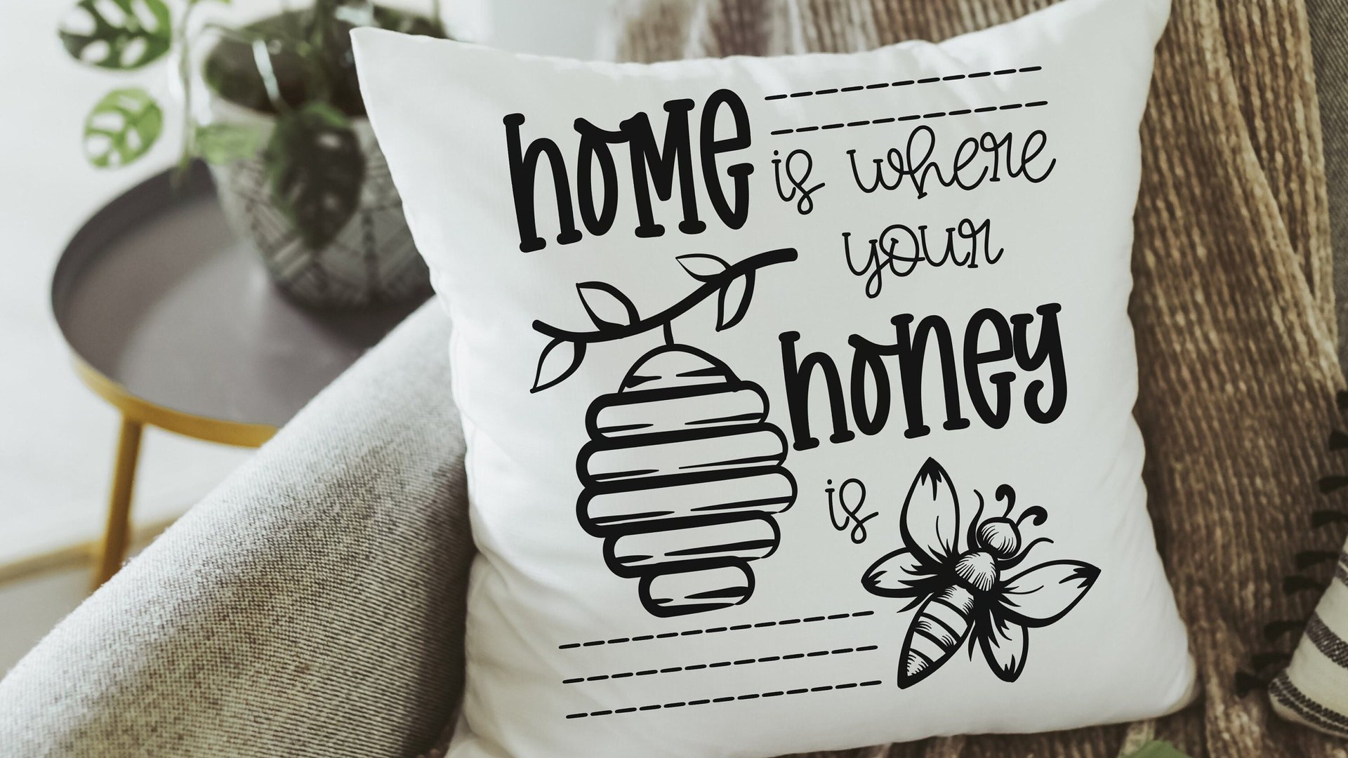 home is where your honey is throw pillows for couch, honey bee pillow, bumble bee gifts for women, summer decorations for home, unique