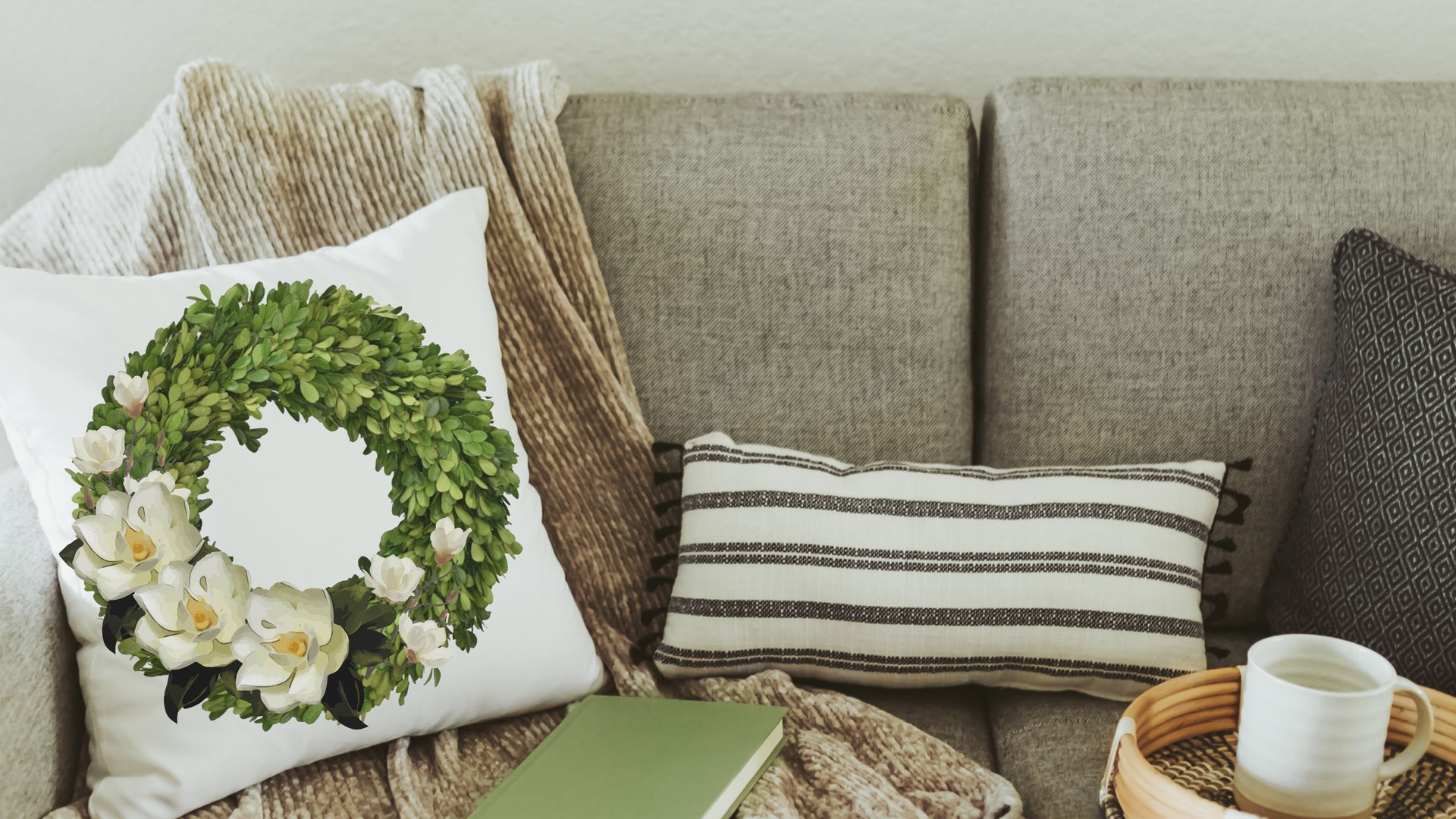 magnolia hand towels for bathroom, floral dish towels wedding gift for couple, bridal shower kitchen gifts, farmhouse kitchen towels, plant