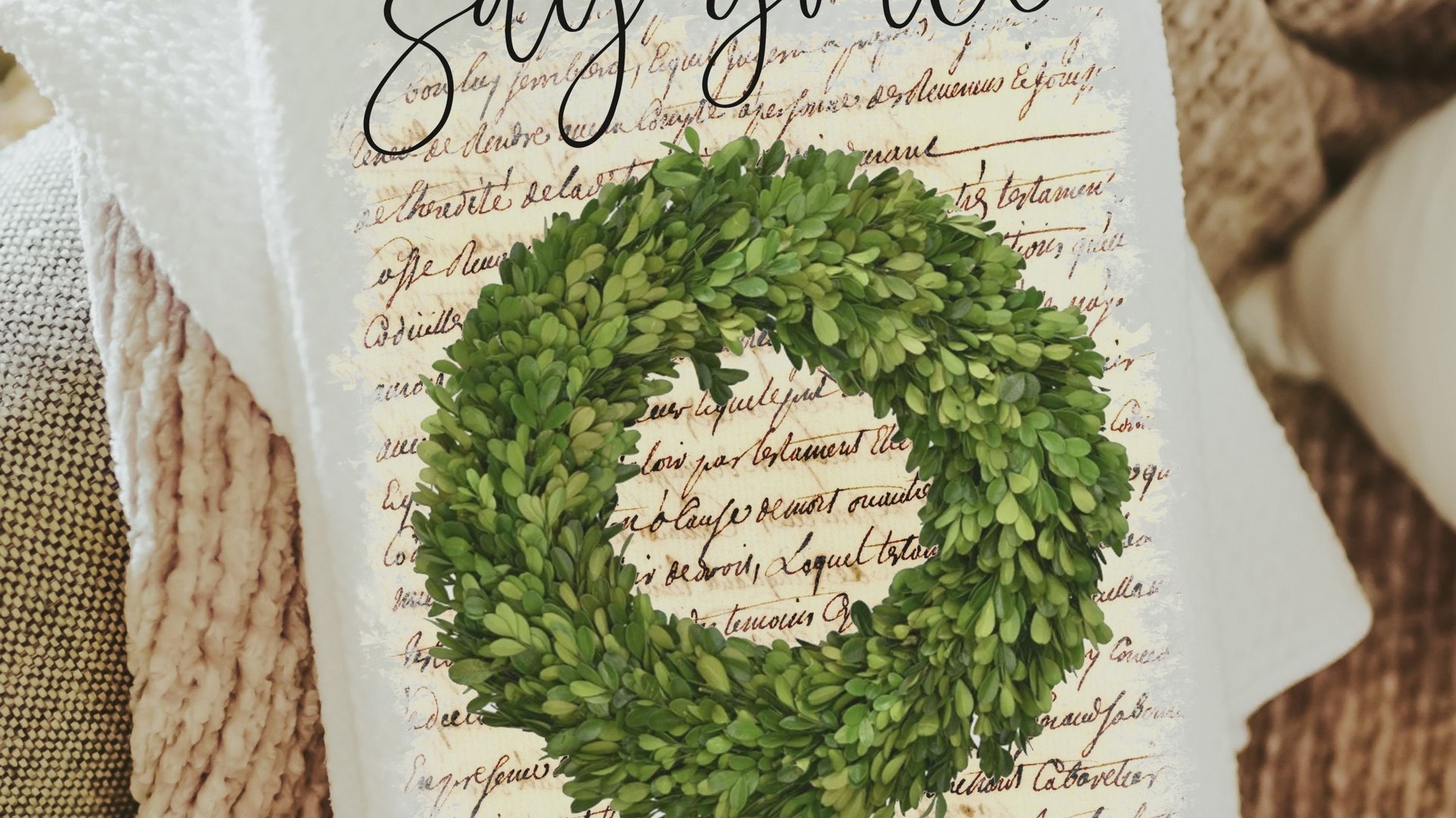 say grace farmhouse kitchen towels, Christmas gifts for Mom from daughter, stocking stuffers for women, Christian gifts for home, dish towel