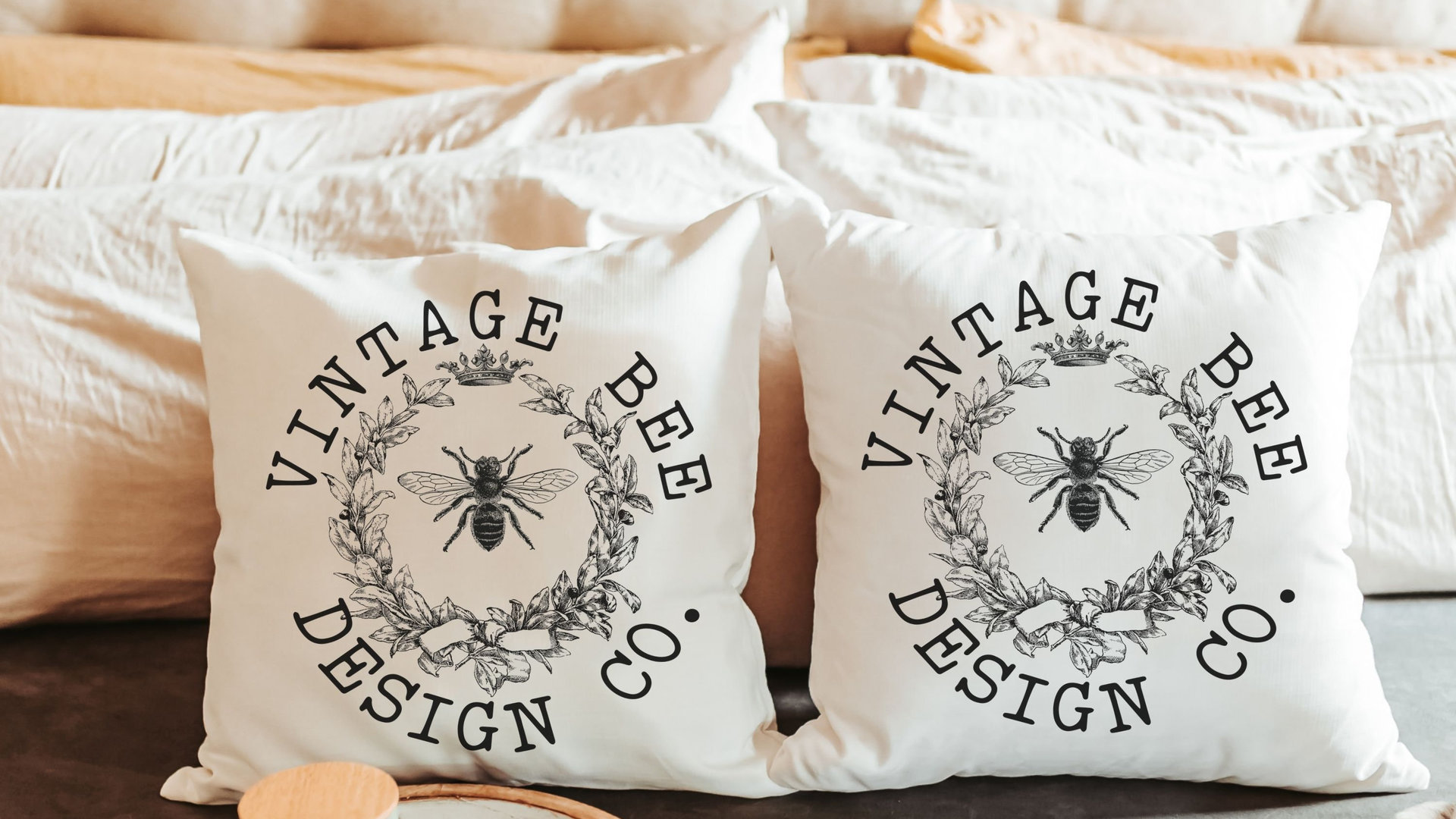 black and white honey bee throw pillows for couch trendy home decor, bumble bee gifts for women, minimalist bee kitchen towels for friends