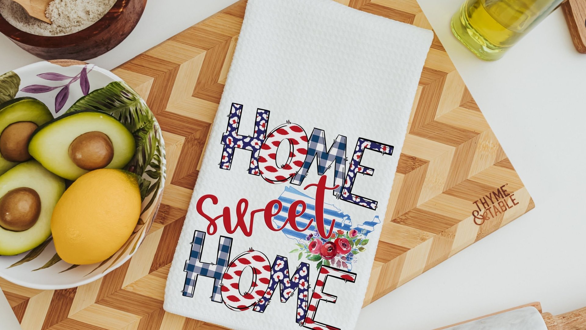 4th of July kitchen towels, patriotic decor for home, July birthday gifts for her, hostess gift ideas, home sweet home dish towel, new home