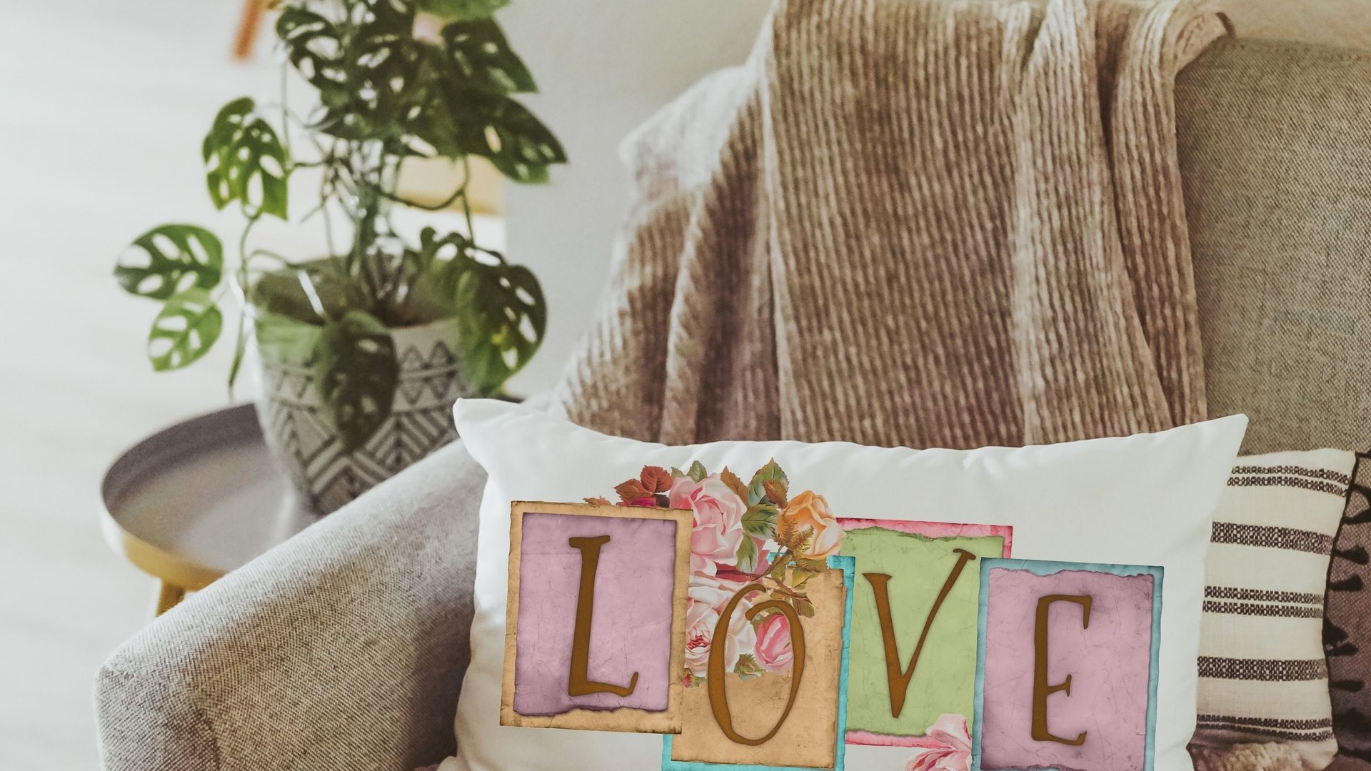 vintage inspired love throw pillow for bed, unique anniversary gift for Mom, bloomcore romantic academia room decor, wife to be gift, fiance