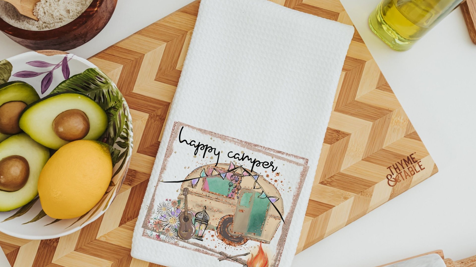 happy camper throw pillow for couch,  boho camper decor, glamping gifts, boho decor for home, RV accessories for inside, van life gift, best