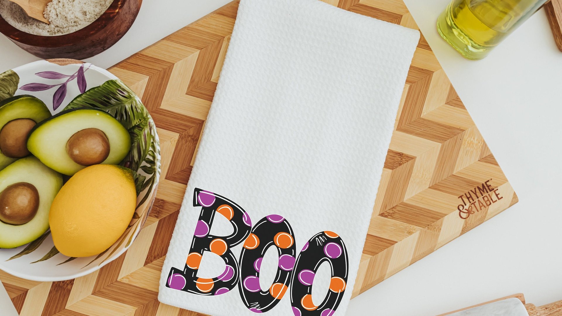 boo yall Halloween kitchen towels, October birthday gifts for her, orange buffalo plaid kitchen hand towels, fall decorations for home, best