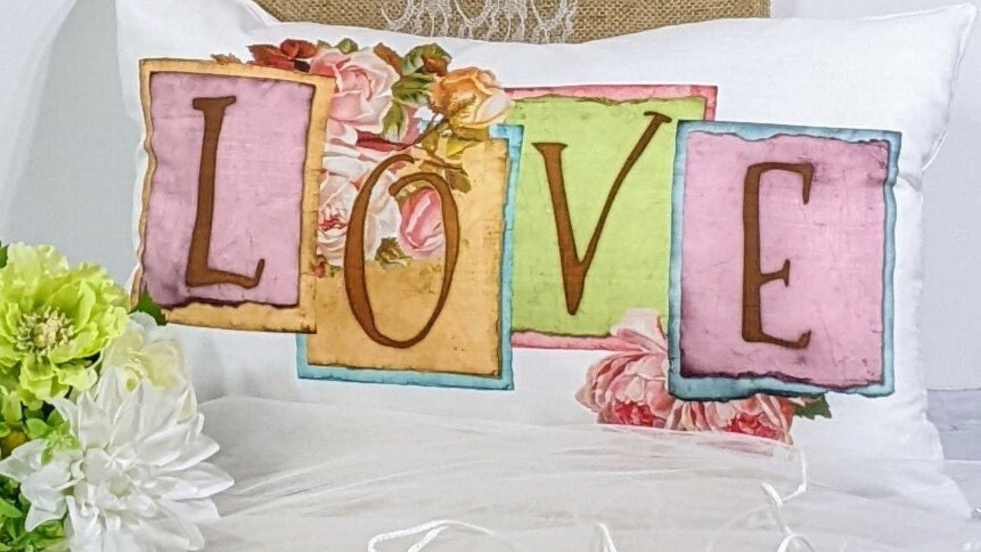 vintage inspired love throw pillow for bed, unique anniversary gift for Mom, bloomcore romantic academia room decor, wife to be gift, fiance