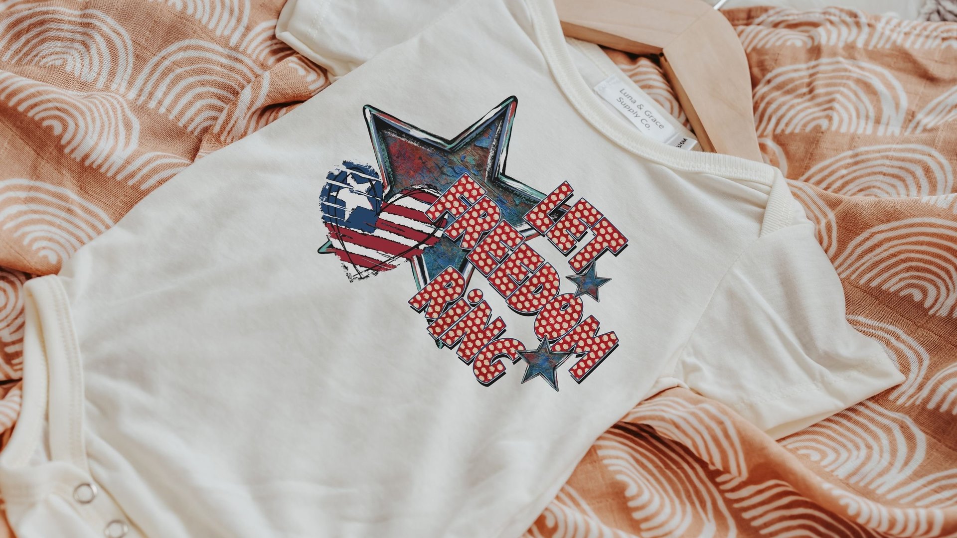 let freedom ring 4th of July baby boy outfit, patriotic baby shower gift, Independence day baby romper neutral bodysuit, first July 4th baby