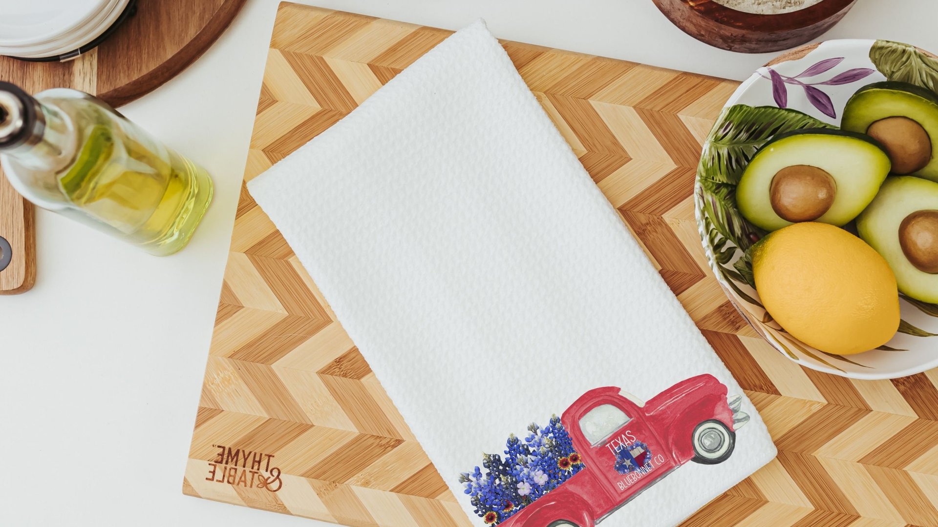 red truck farmhouse throw pillow for couch, Texas bluebonnet gifts, floral Texas hand towels for bathroom, moving to Texas gifts for women