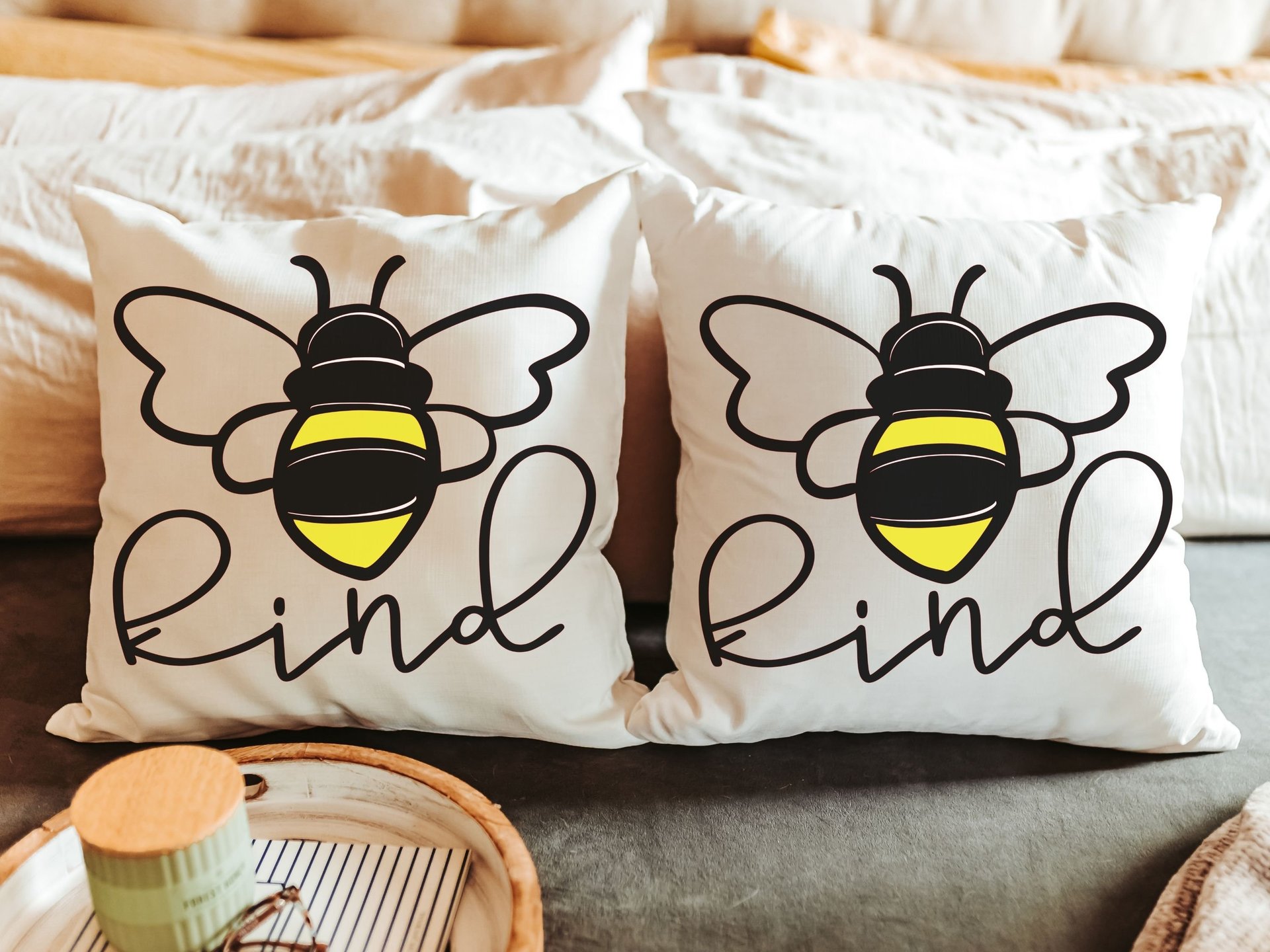 bee kind honey bee throw pillow for couch, Christmas gifts for teachers, secret Santa gifts for women, be kind pillow, bumble bee gifts for