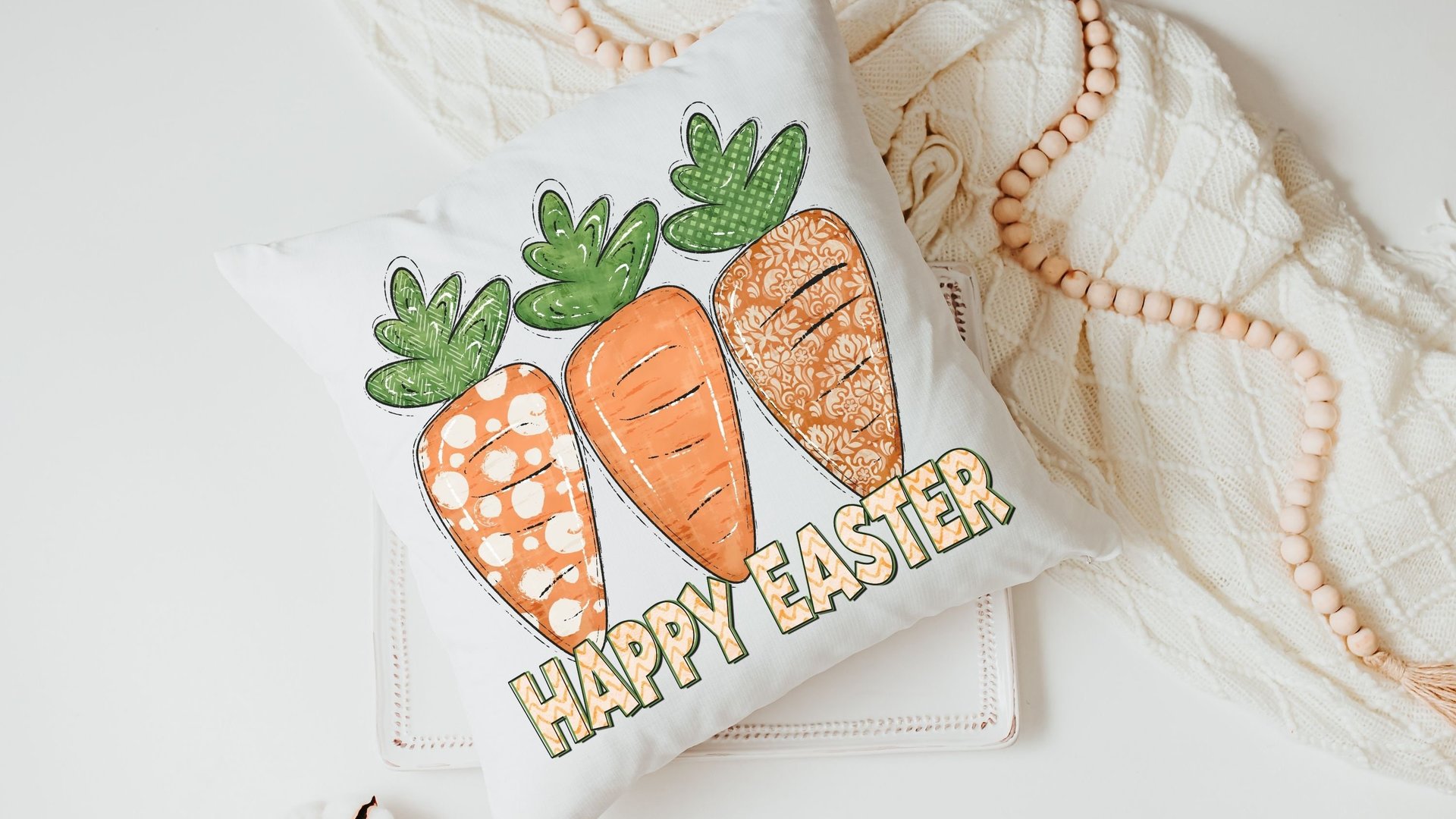 Happy Easter throw pillows for couch farmhouse Easter decor, cute carrot pillow covers 18 x 18, Easter gifts for adults, Easter hostess gift