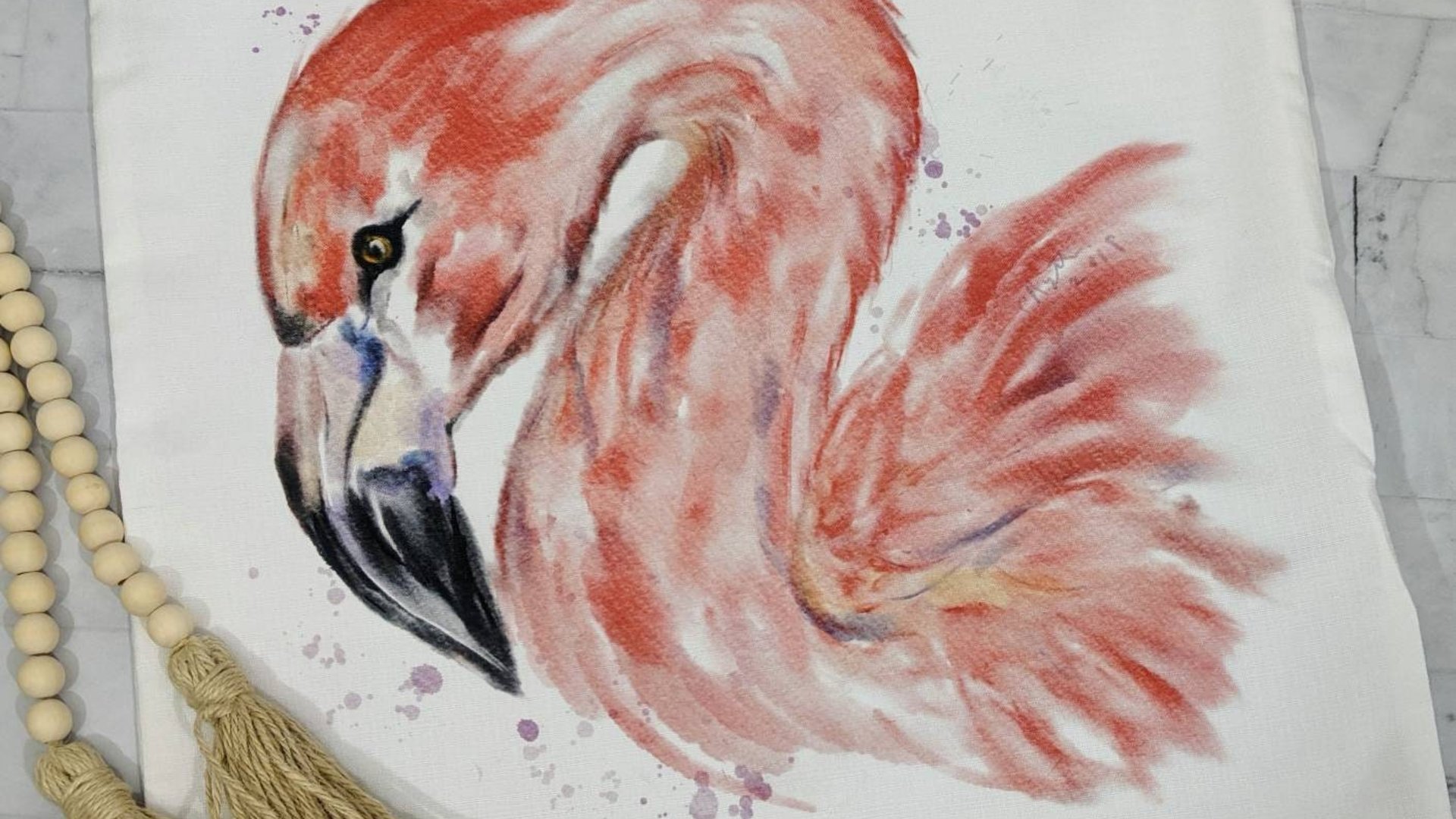 watercolor flamingo throw pillow for bed cute coastal gifts for beach lovers, flamingo gifts for women, flamingo gifts for her, coastal