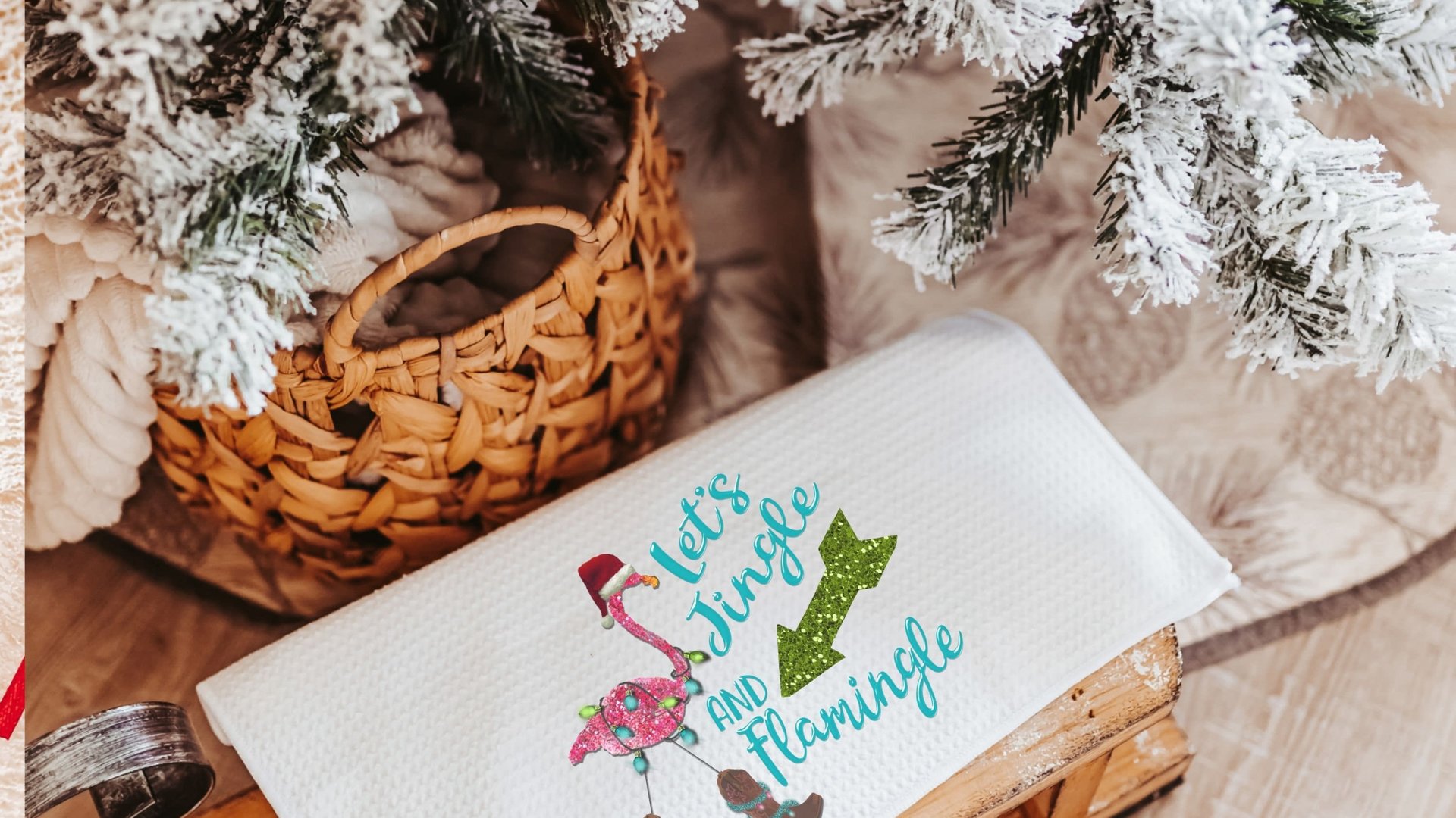 let's jingle and flamingle flamingo Christmas decorations, tropical Christmas decor, funny Christmas gifts for new home owners, beach