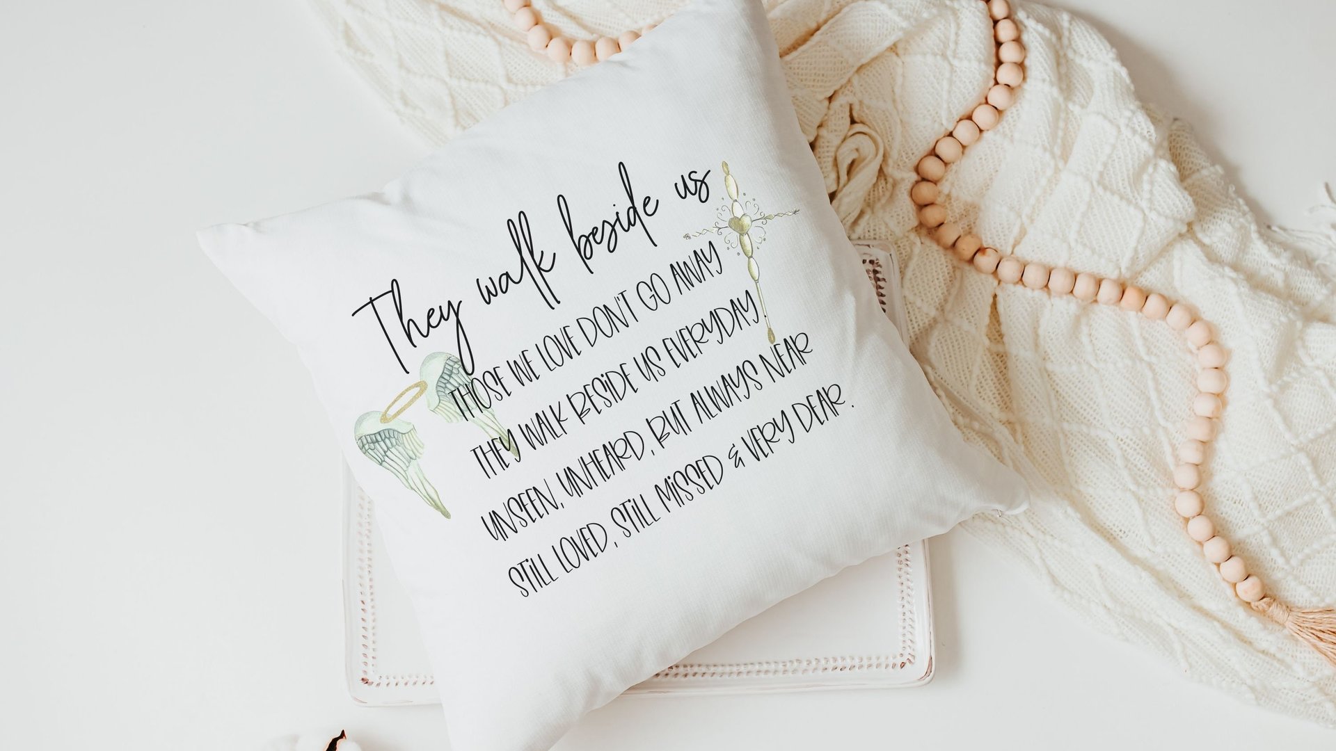 angel wings pillow, memorial pillow, sympathy gift loss of father gift for daughter, bereavement gift loss of mother gift for son, grief