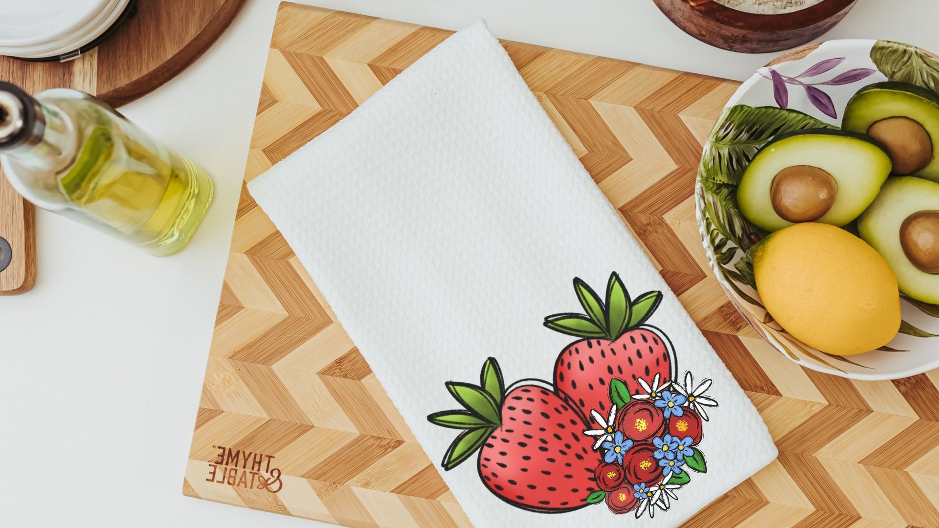 strawberry kitchen towels for Spring, life is sweet kitchen hand towels, summer decor for home, fruit kitchen decor, cute dish towels for