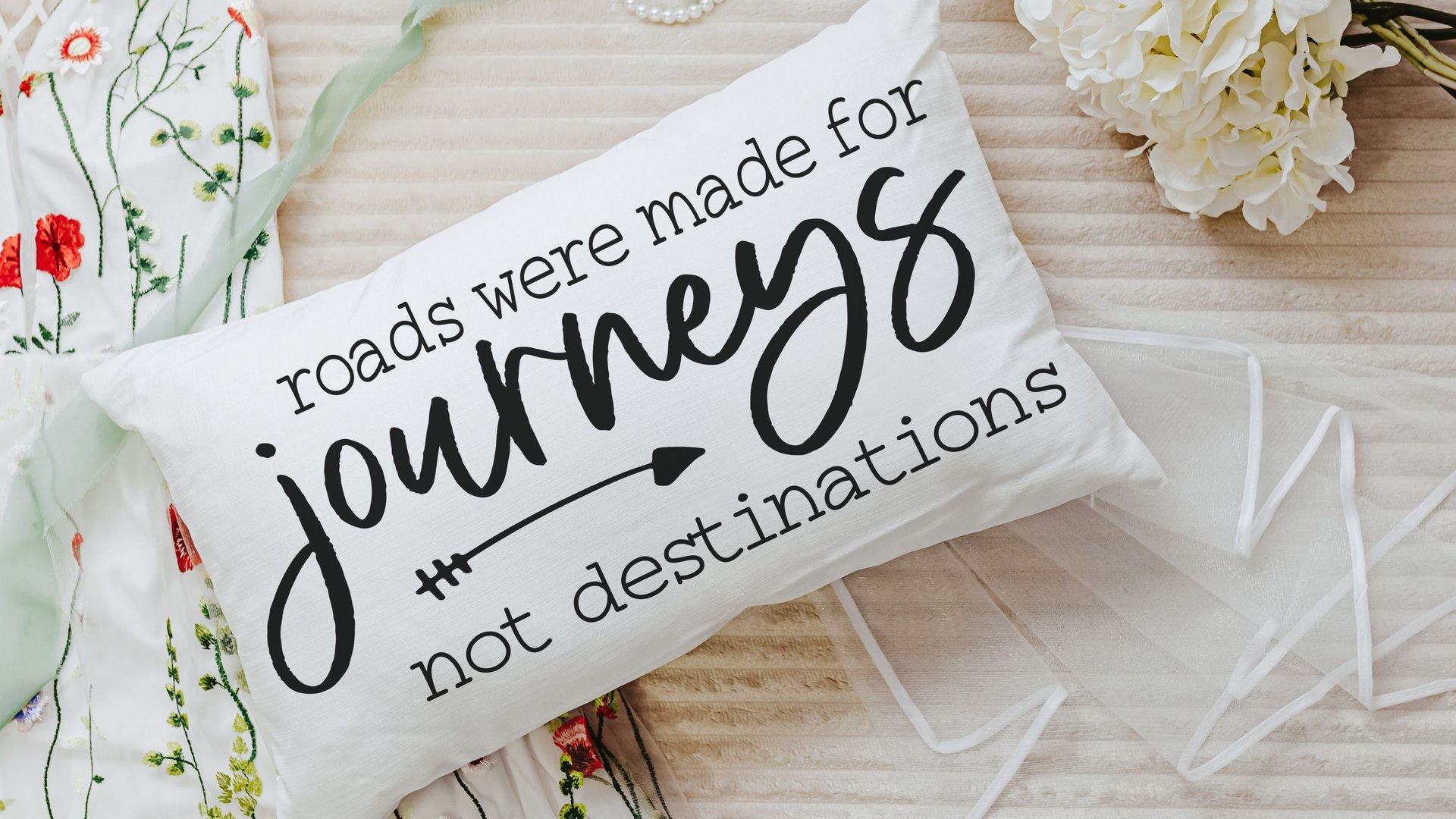 the journey is the destination lumbar pillow for bed, long distance best friend gift for women, wanderlust decor, inspirational gifts for