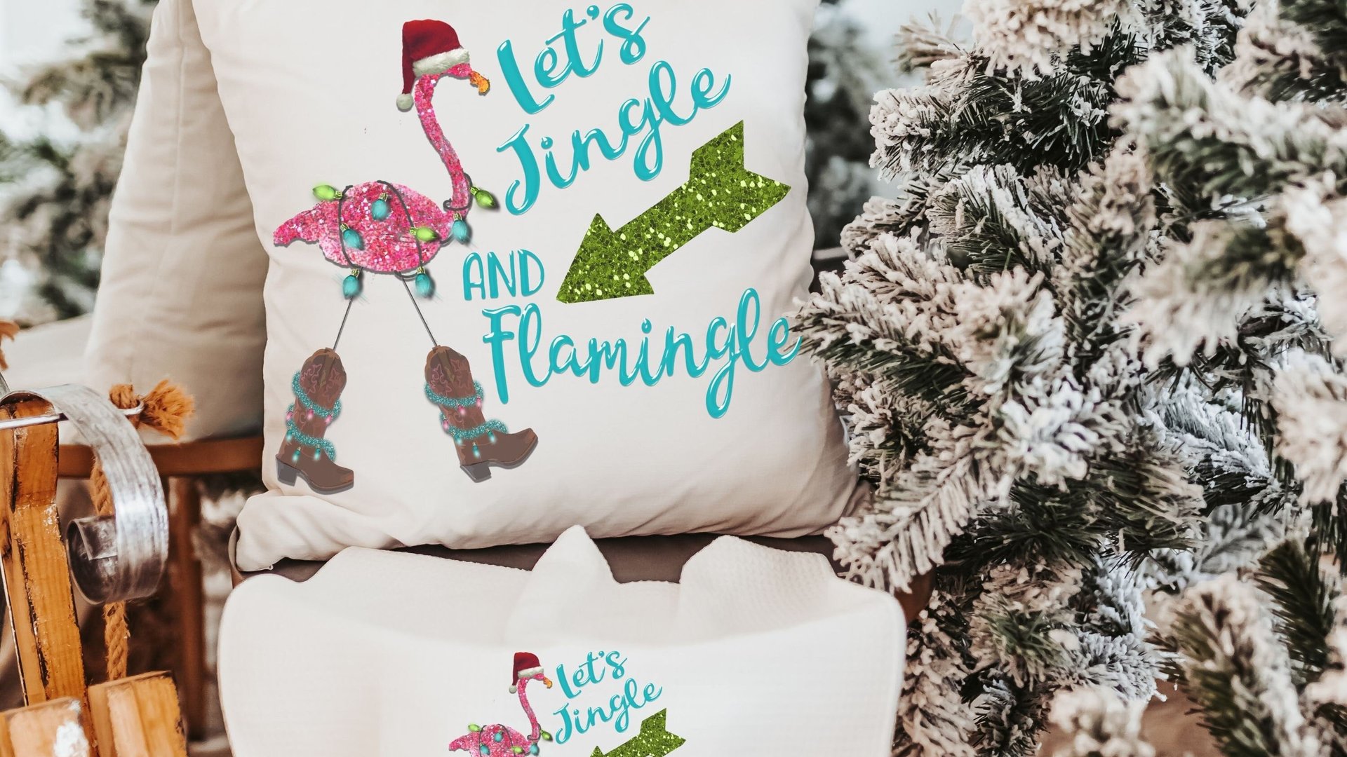 let's jingle and flamingle flamingo Christmas decorations, tropical Christmas decor, funny Christmas gifts for new home owners, beach