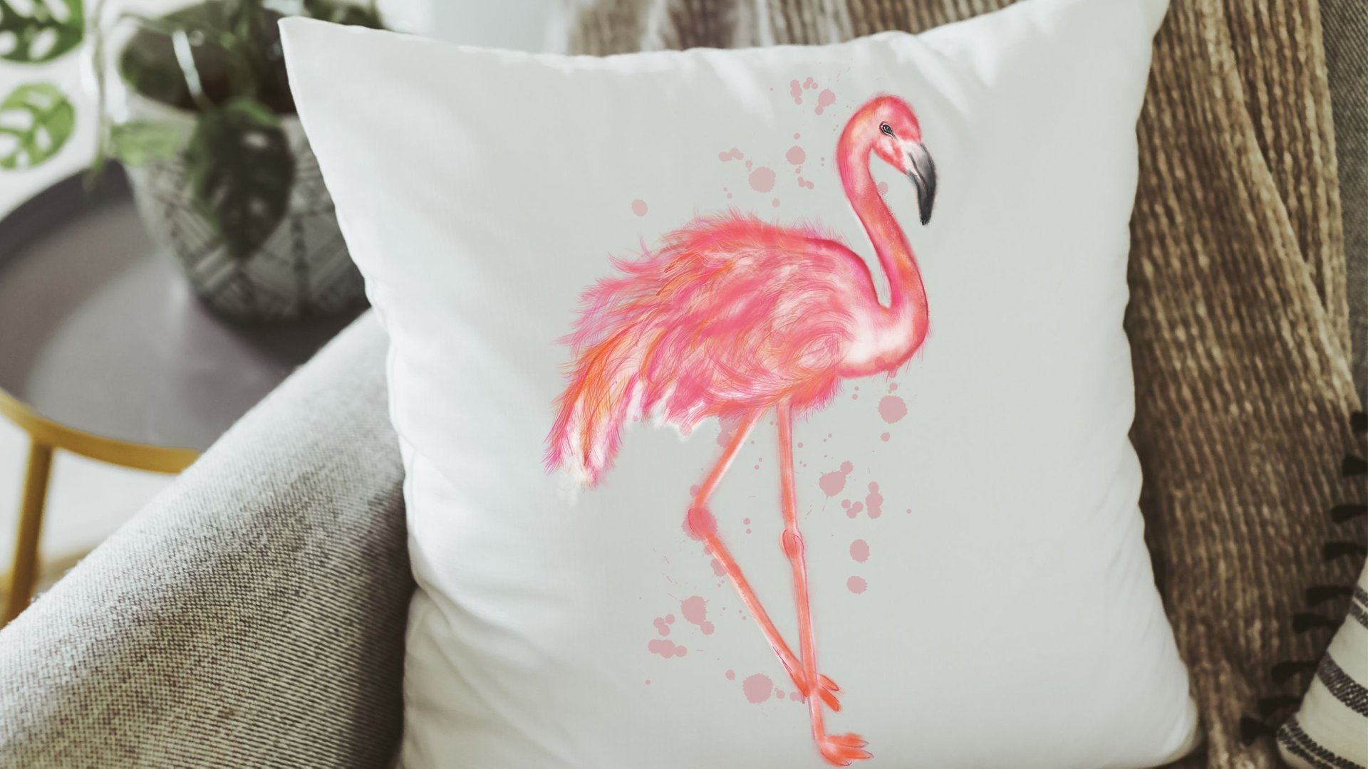 flamingo throw pillow for couch, pink dorm pillows for college girls, coastal decor beach house gifts, flamingo gifts for women, tropical