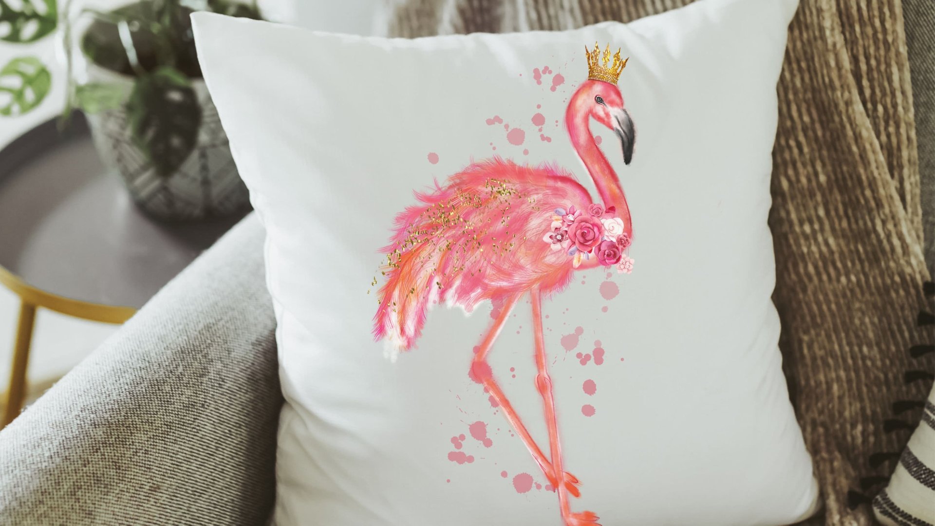 flamingo throw pillow for couch, pink dorm pillows for college girls, beach decor coastal house gifts, flamingo gifts for women, tropical
